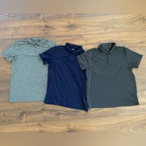 Old Navy Active Polo Shirt Trio in Heather Gray, Navy, and Charcoal Large Tall